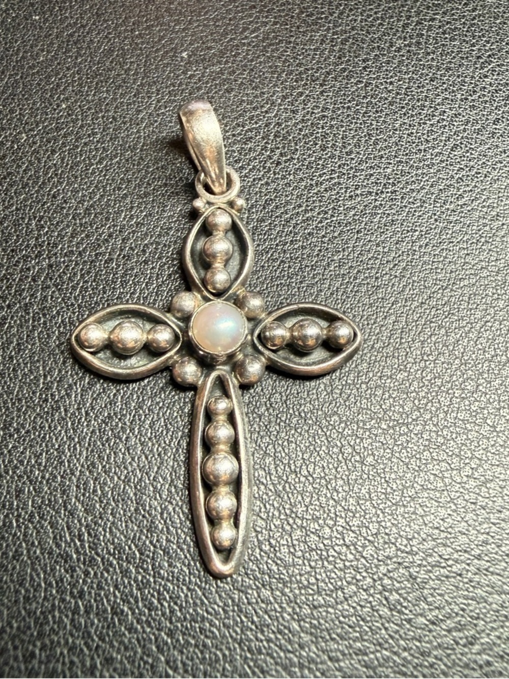 Retired Silpada Sterling Silver Cross with Real Pearl Pendant